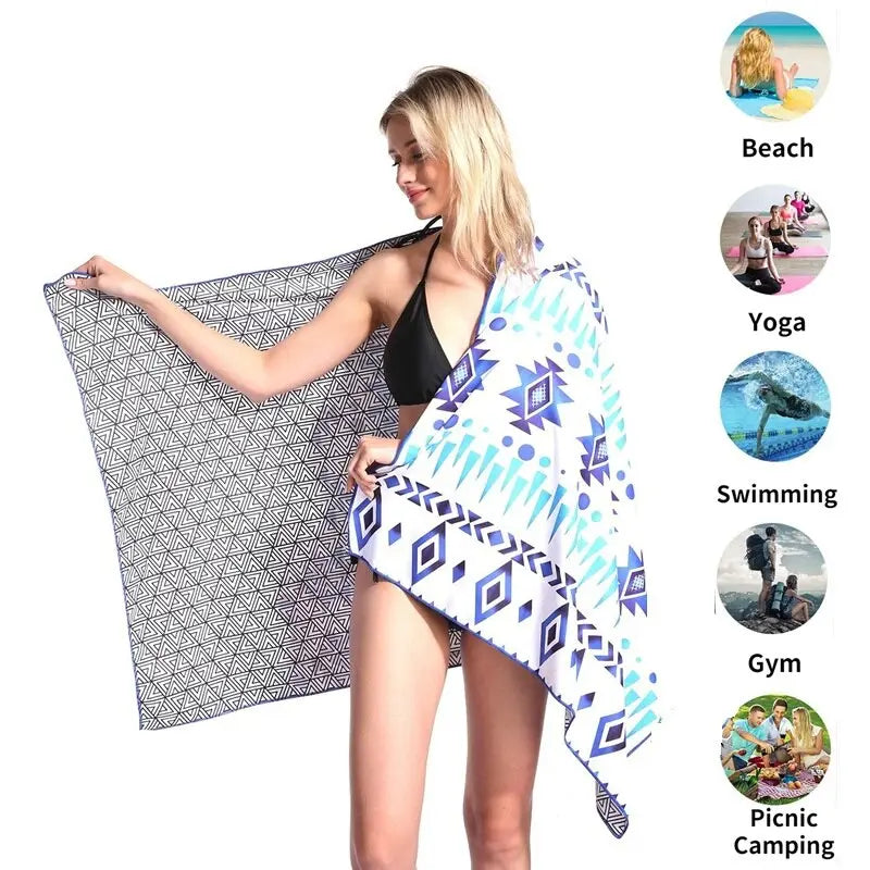 Printed Quick Dry Beach Towel Water-absorbent Gym Swimming Towels Microfiber Quality Bath Towels Yoga Mat Sand Free Beach Towel