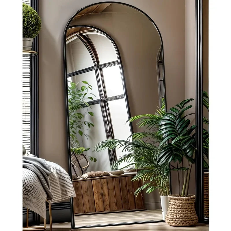 Full Length Mirror, Arched Floor Standing Mirror Full Body Mirror with Stand for Bedroom, Hanging Mounted Mirror for Living Room LUXLIFE BRANDS