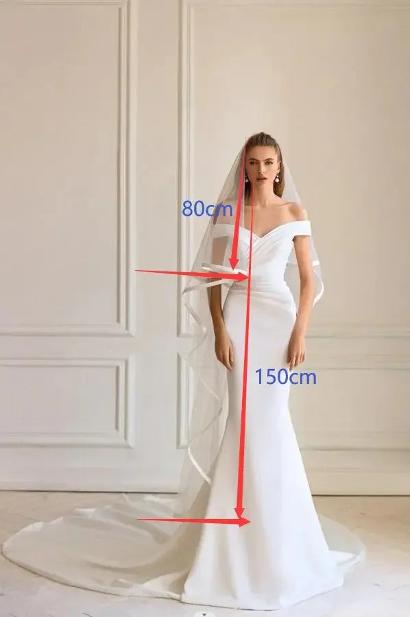 Satin Ribbon Wedding Veils 2023 Tea Length Two Layer with Comb Bridal Veil Party Bride Veils Women Hair Accessory LUXLIFE BRANDS