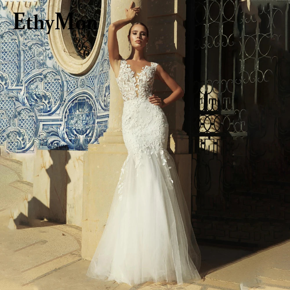 Ethymon Modern Sweetheart Wedding Gown For Bride Off the Shoulder Trumpet Lace Appliques Backless Robe De Mariée Customised Luxlife Brands