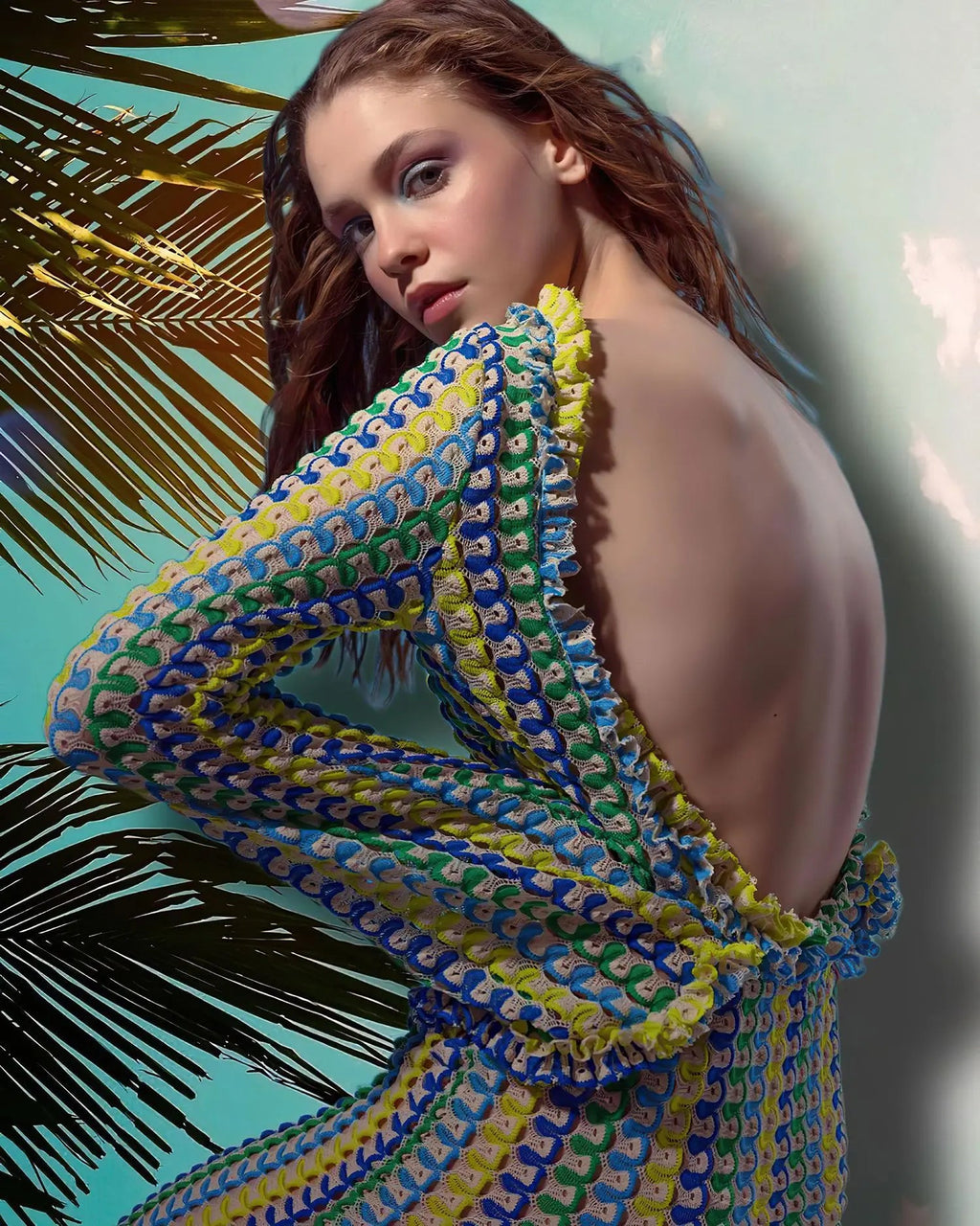 Sexy Backless Flare Sleeve Lace Knit Cut Out Party Beach Maxi Dress 2025 Summer Women Vacation Beachwear Swimsuit Cover Up A2815 Luxlife Brands