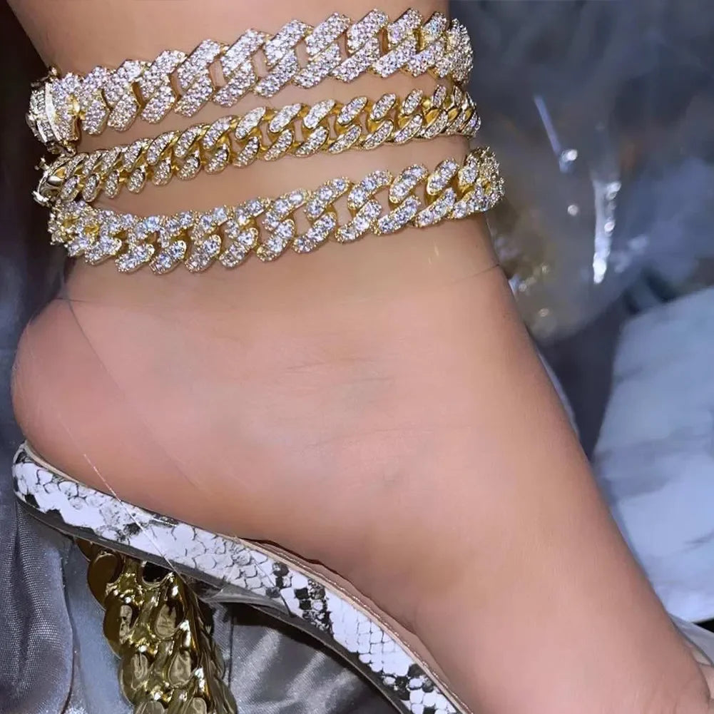 Iced Out Chunky Cuban Chain Anklet Bracelet LUXLIFE BRANDS