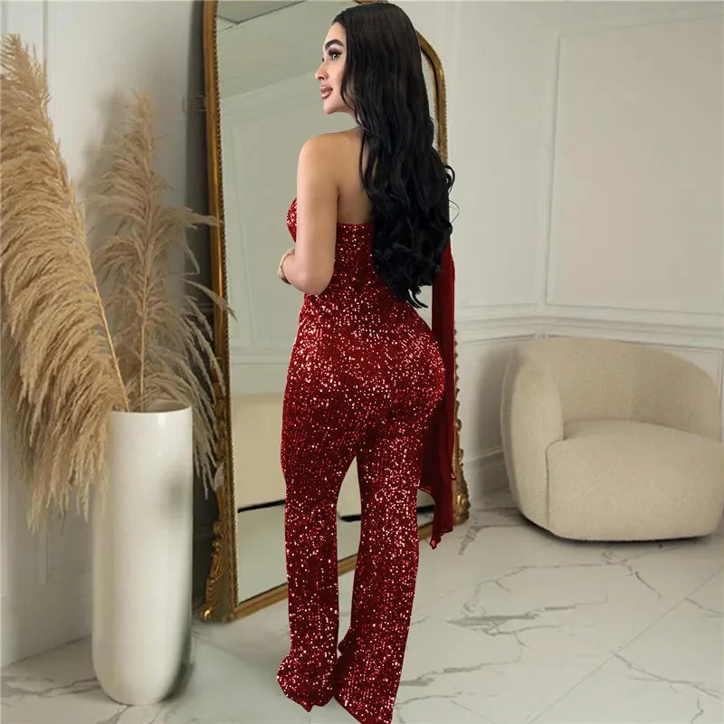 Katie Sleeveless Sequin Party Jumpsuit