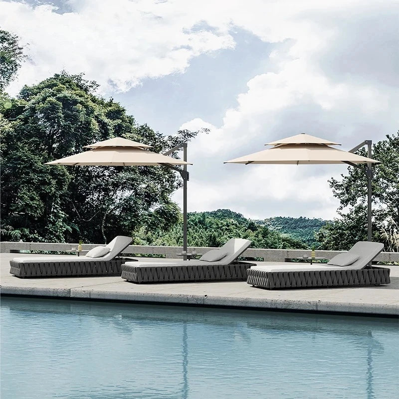 Resort Outdoor Sun Loungers Set Hotel Garden Poolside Sun Loungers Villa Swimming Pool Lounge Chairs Resort Beach Sun Loungers
