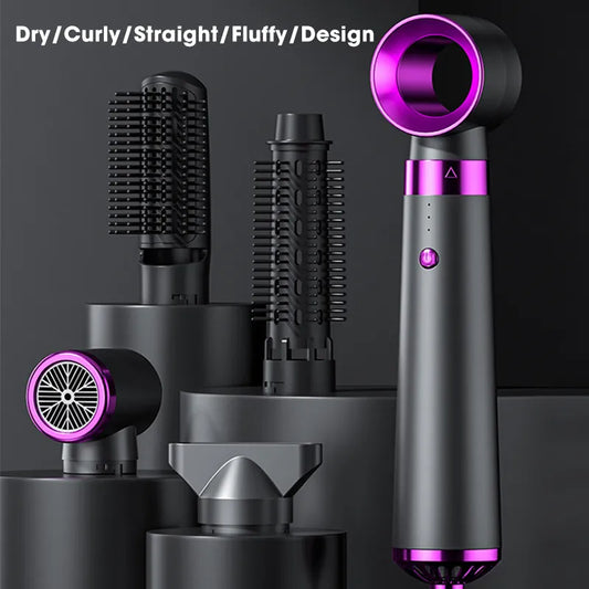 Hair Dryer 5 In 1 Hair Blower Brush Hot Cold Air Styler Comb One Step Hairdryer Electric Blowing Hair Dryer Auto Curling Iron LUXLIFE BRANDS