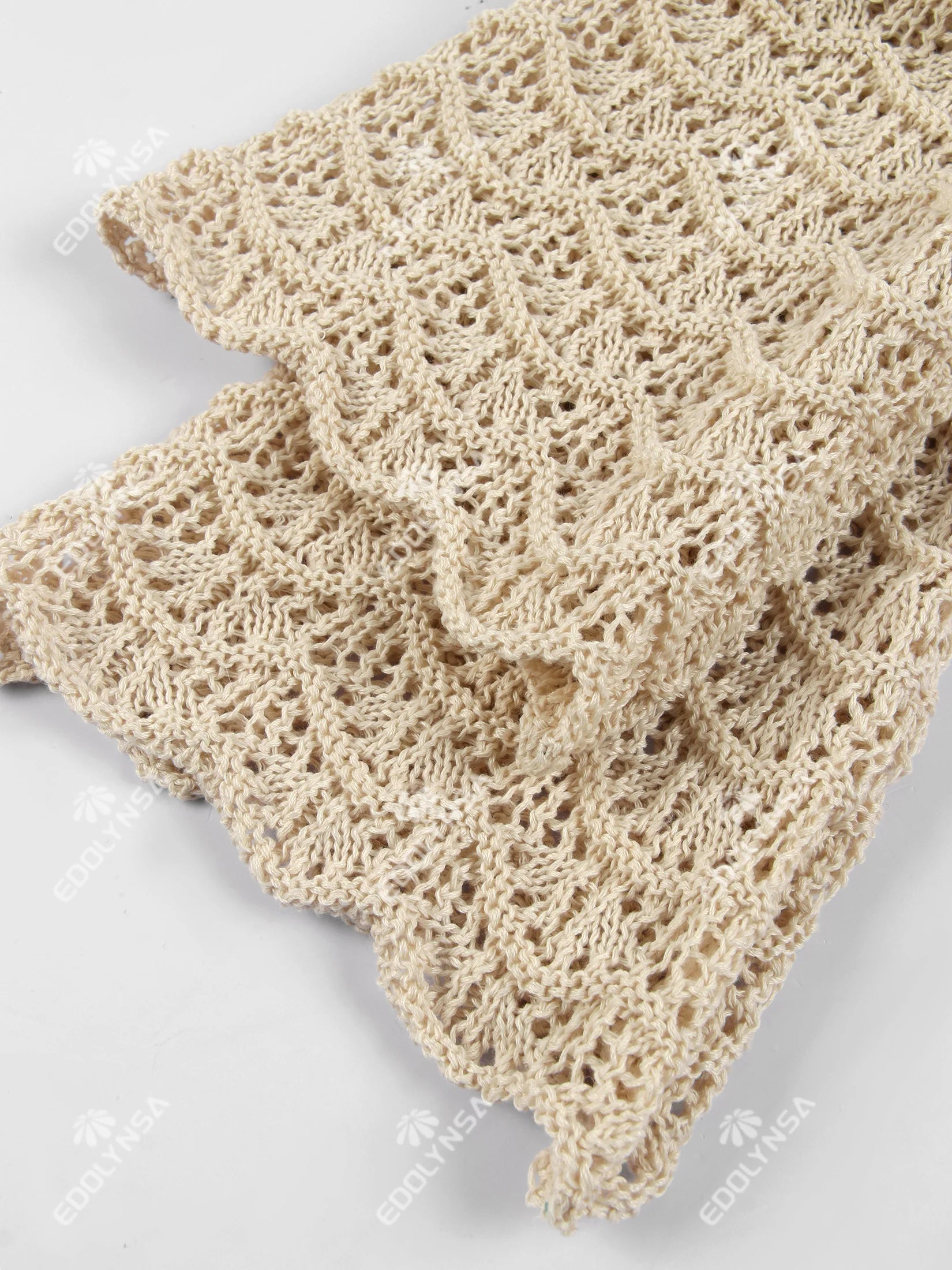 Sexy Shirt V-neck Bell Sleeve Hollow Out Knitted Belted Beach Mini Dress 2025 Summer Swimsuit Cover Up Women's Casual Outfit K16 Luxlife Brands