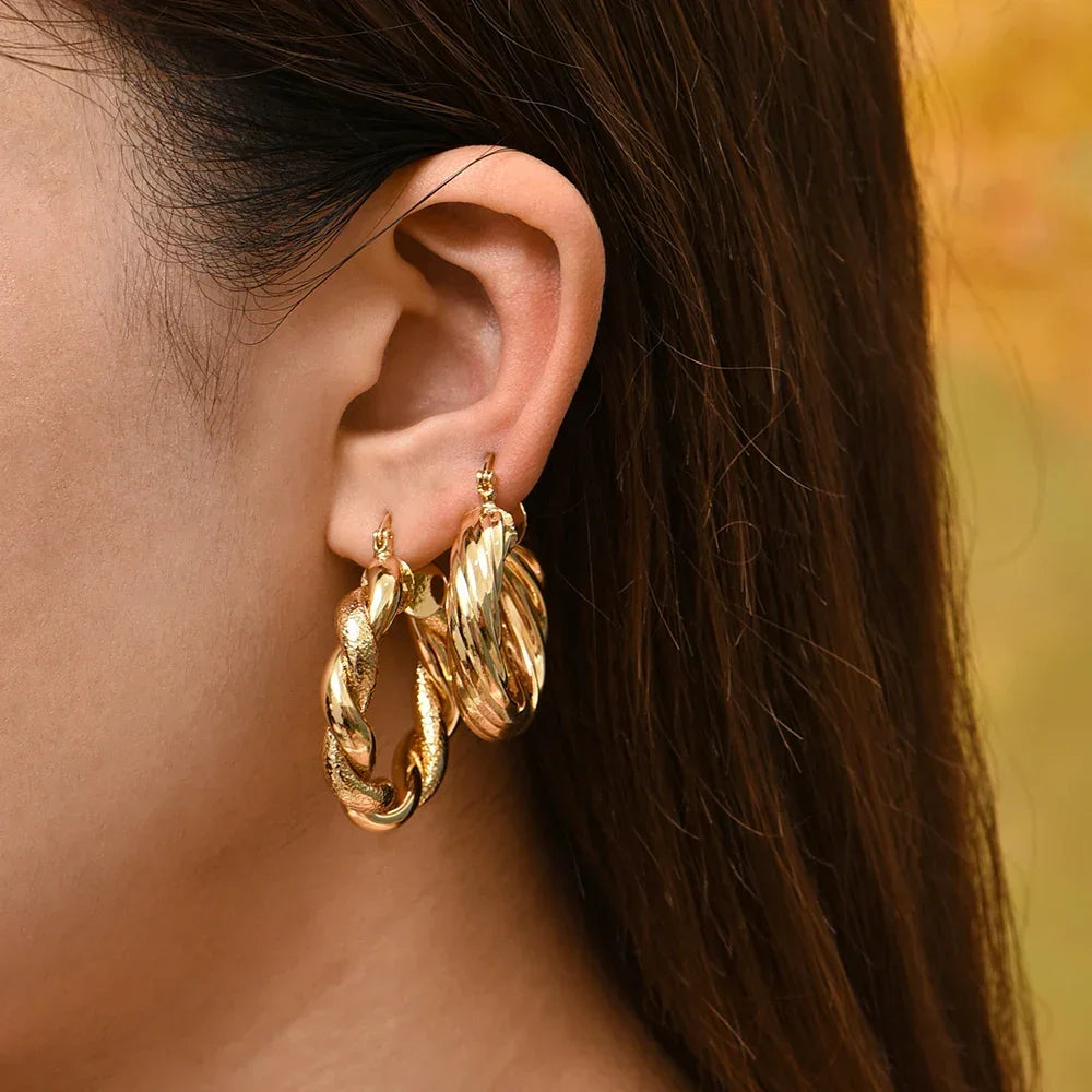 Gold Color Stainless Steel Hoop Earrings for Women Small Simple Round Circle Huggies Ear Rings Steampunk Accessories LUXLIFE BRANDS