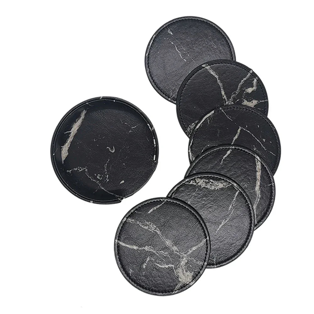 Eco Drink Coasters Set of 6 Leather Non Slip Heat-resistant 6PCS Luxlife Brands