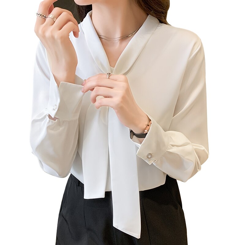 Champagne Tie Up Long Sleeve Blouse S-4XL