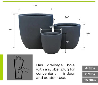 Concrete Round Flower Pot Set of 3