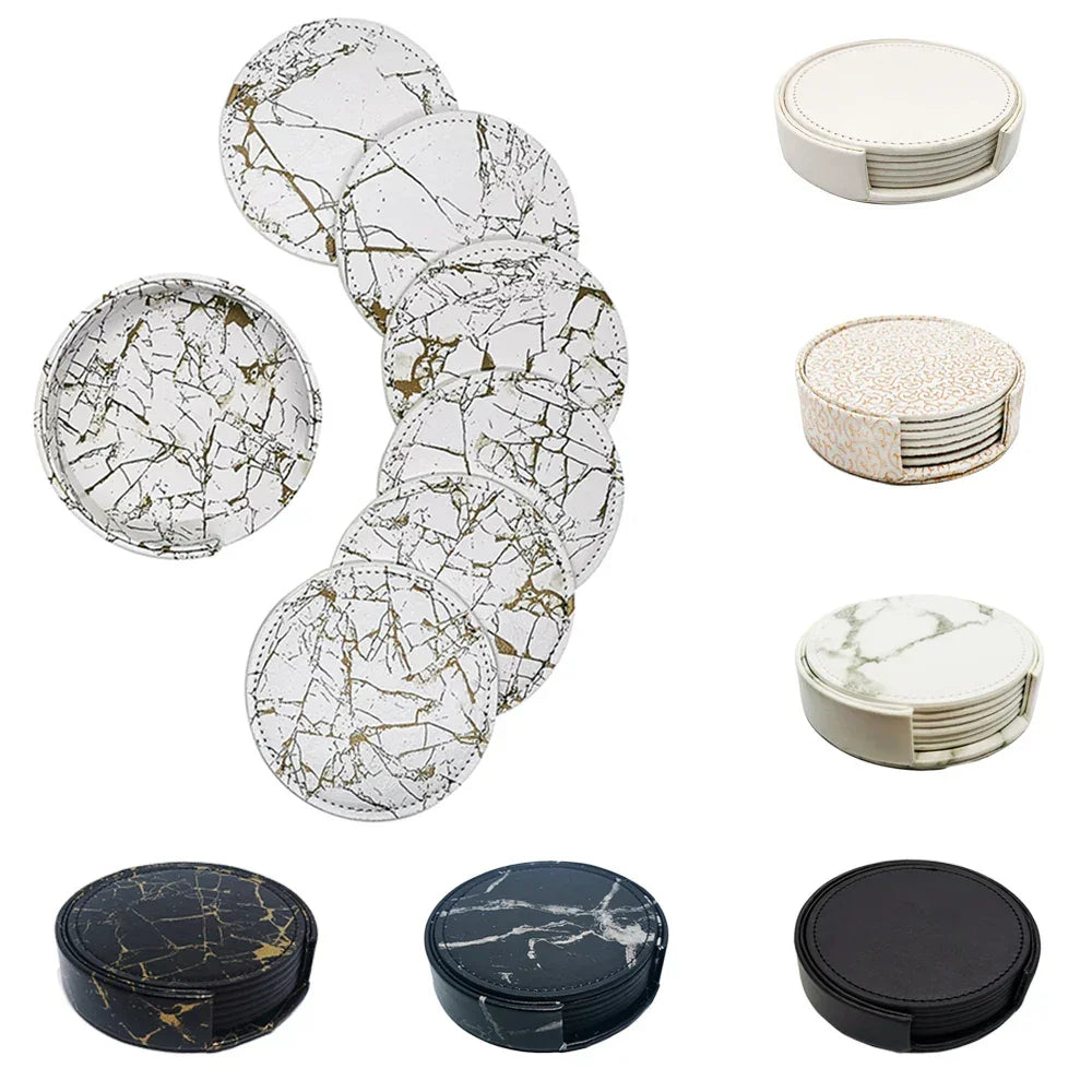 Eco Drink Coasters Set of 6 Leather Non Slip Heat-resistant 6PCS Luxlife Brands