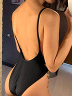 L - XL Black Red Female Swimwear Plus Size One Piece Swimsuit Women High Cut Monokini Bather Bathing Suit Swim V113 Luxlife Brands