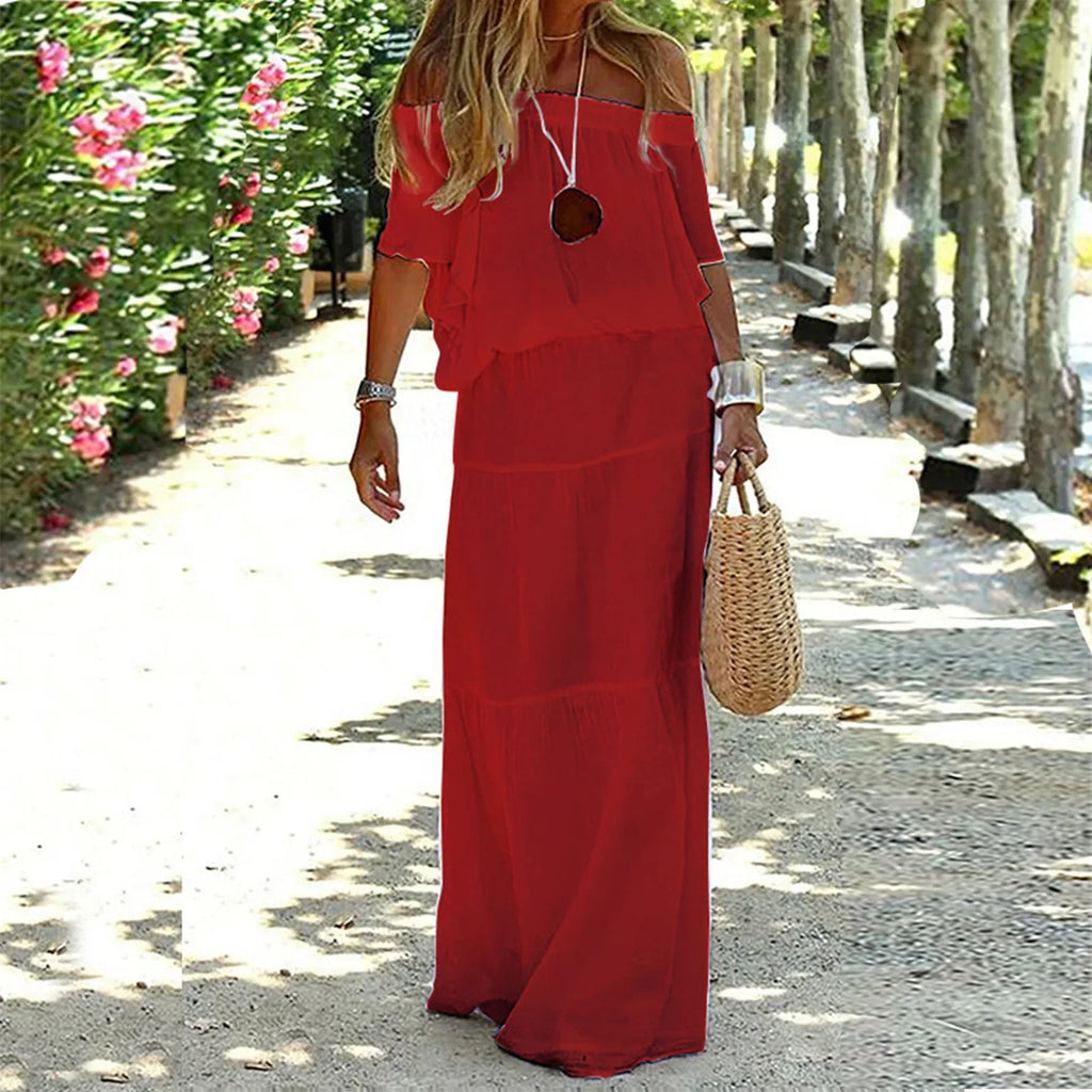 Chic Off The Shoulder Maxi Dress
