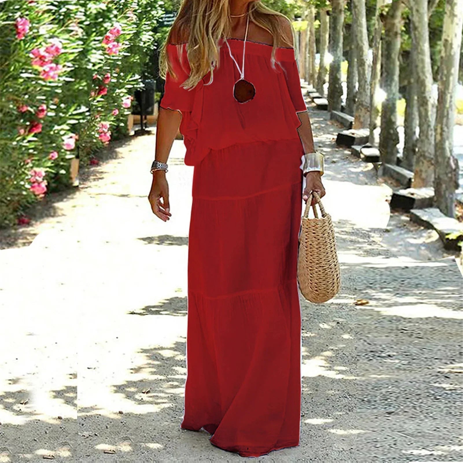 Chic Off The Shoulder Maxi Dress LUXLIFE BRANDS