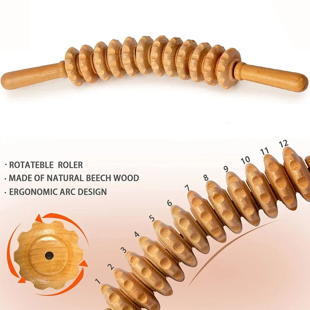 Wood Roller for Stomach Cellulite,Wooden Therapy Massage Tools for Body Shaping,Wood Rolling Massage Stick for Muscle Knots