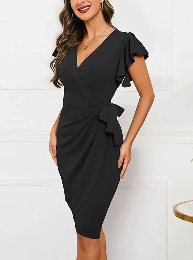 Summer Wrap Deep V Party Dress - LUXLIFE BRANDS