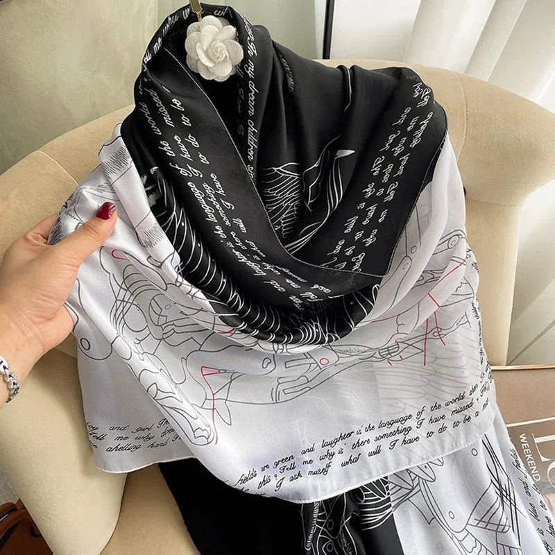 180*90cm Luxury Brand Spring Summer Autumn Women Clothing New Fashion Color matching printed silk scarf lady popular turba