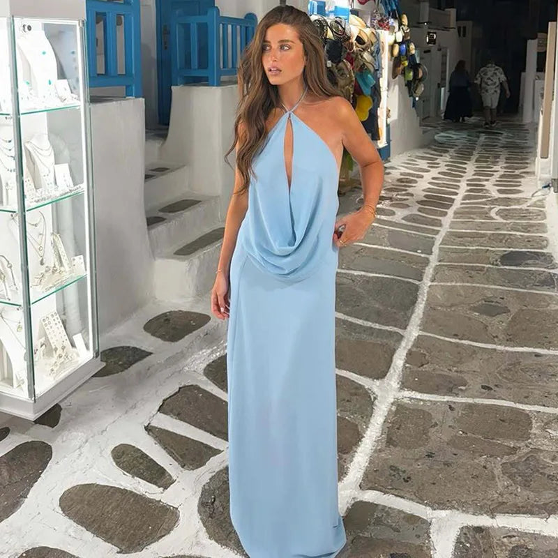 Avrilyaan Hollow Out Backless Sexy Two Piece Set Crop Top And Maxi Long Skirt Women Set Elegant Casual 2 Piece Set Women Set Luxlife Brands