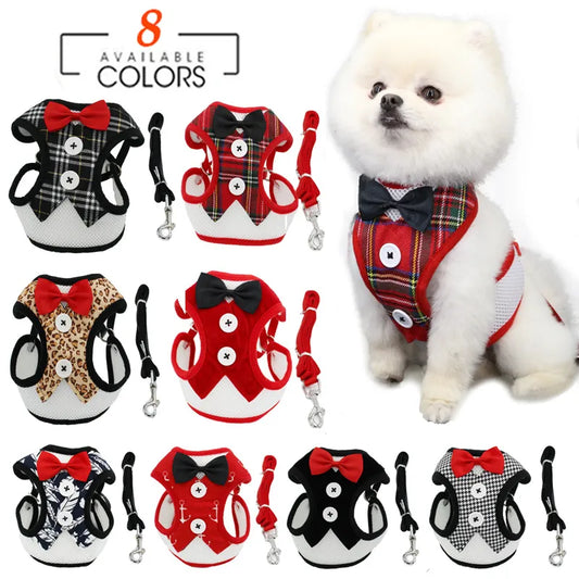 Elegant Bow Dog Collars Necktie Traction Rope Christmas Pet Harness for Small Medium Dogs Cat Chest Strap Dog Accessories LUXLIFE BRANDS