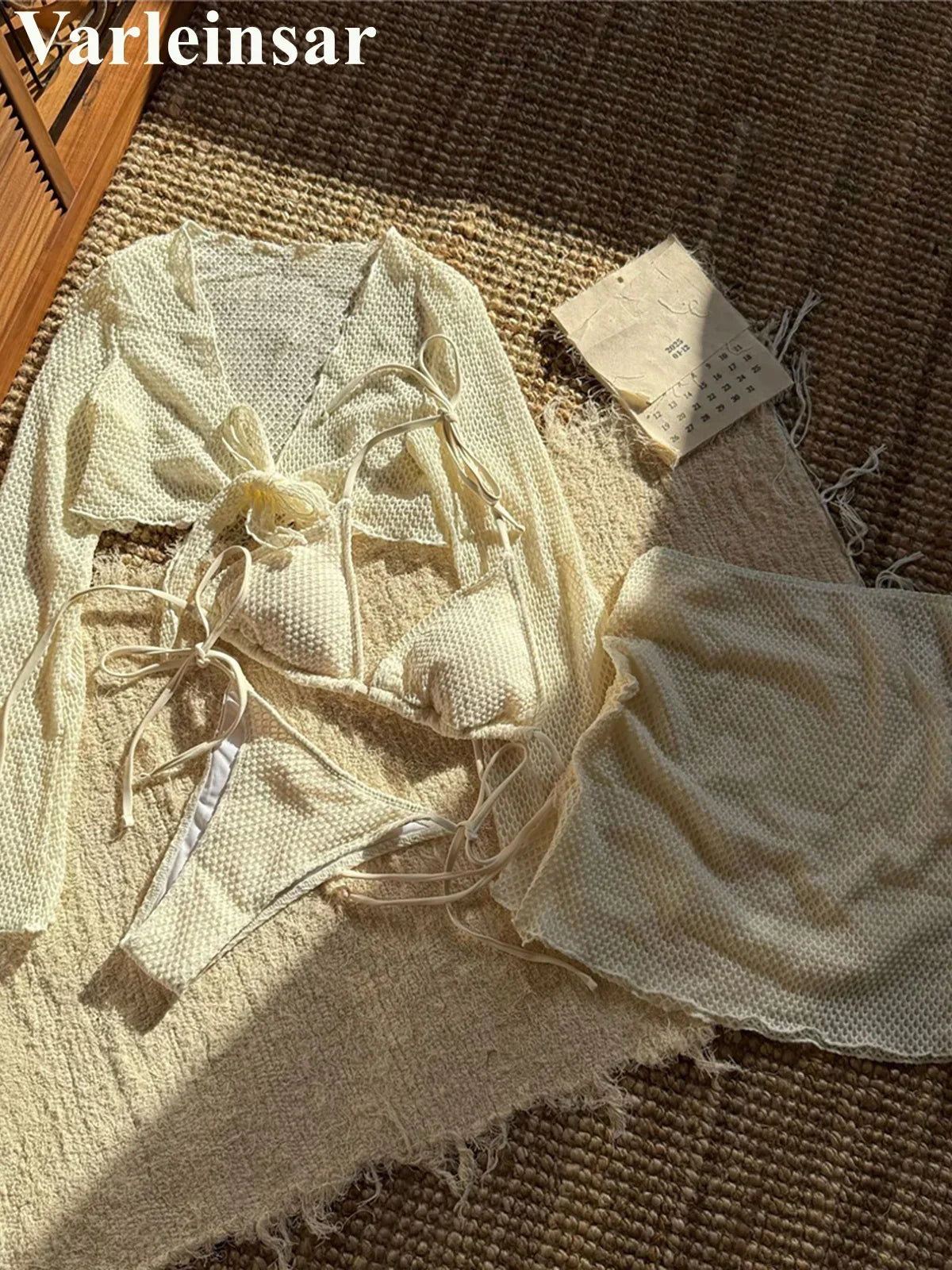 2025 Long Sleeve With Skirt Halter Bikini Women Swimwear Female Swimsuit Four-pieces Bikini set Bather Bathing Suit Swim V6358