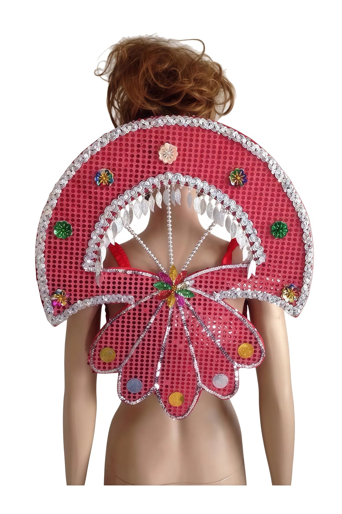 Sequined Butterfly-Style Costume Backpiece with Draped Chain