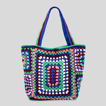 Bohemian Crochet Women Shoulder Bags Knitting Large Capacity Tote Bag Casual Lady Handbags Big Shopper Purses Summer Beach Bags