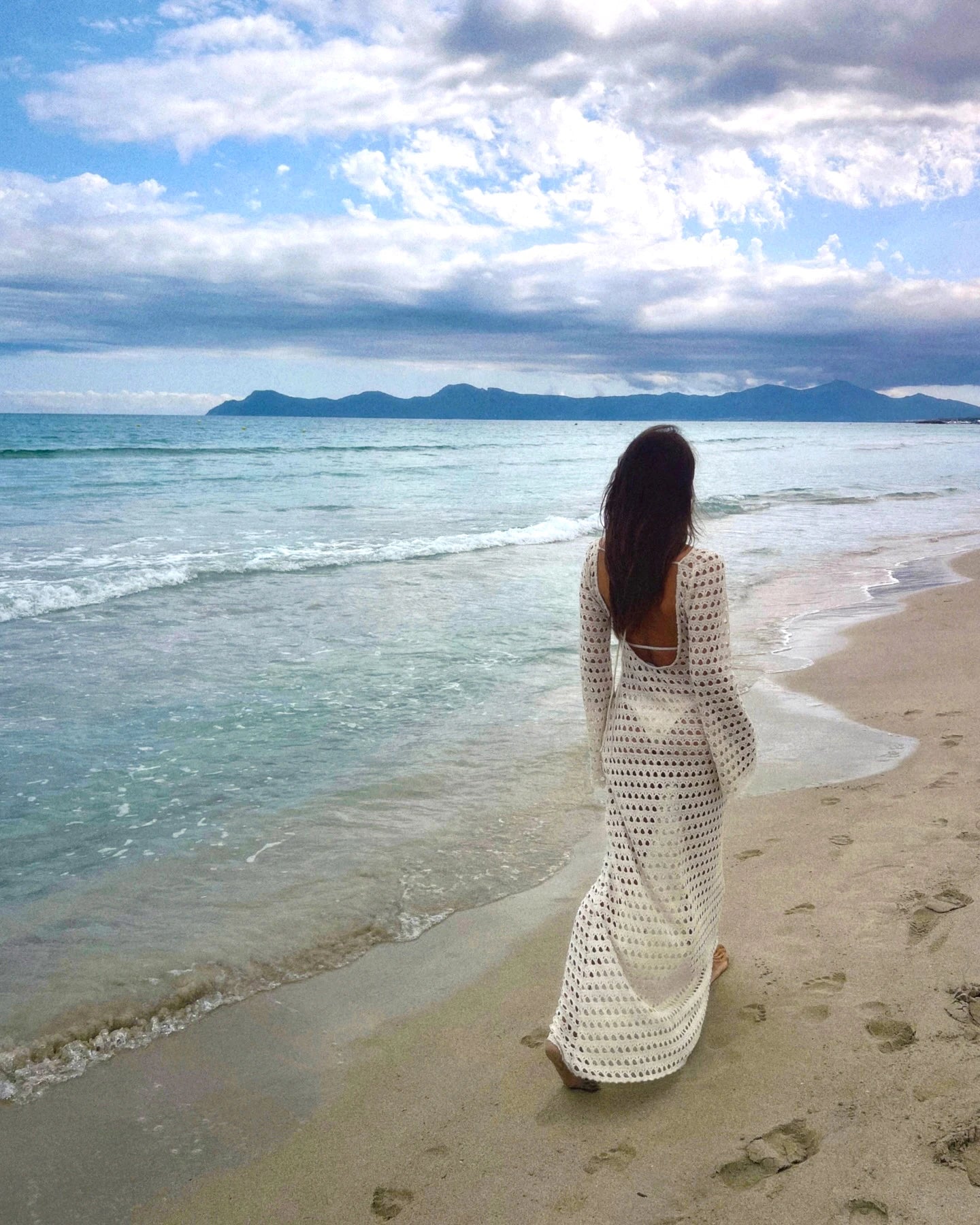 Sexy Knit Mesh Backless Long Bell Sleeve Beach Maxi Dress 2025 Women's Summer Slim Outfits Vacation Swimsuit Cover Up Tunic K205 Luxlife Brands