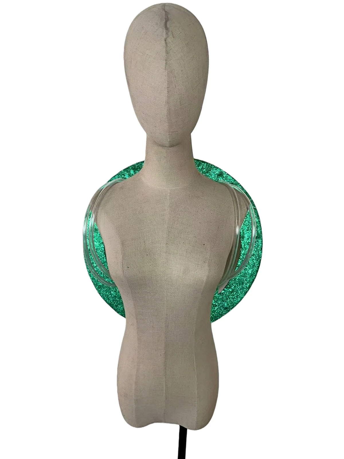 Rhinestone-Embellished Feather Backpiece Frame with Harness