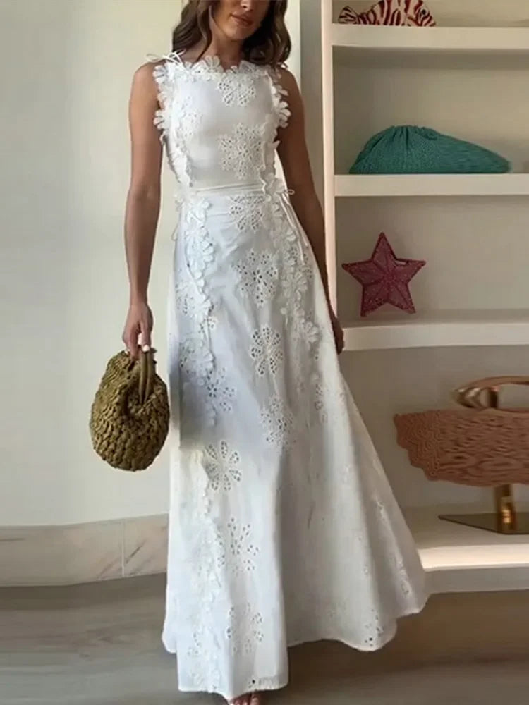 Maria Embroidered Summer Maxi Dress