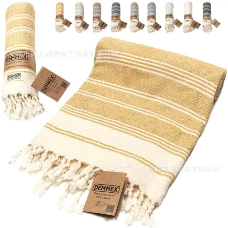 Summer Classic Popular 190x100CM Diamond Shape Lightweight Sand-free Turkish Jacquard Beach Towel Beach