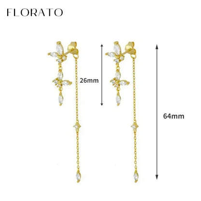 Luxury white crystal zircon earrings 925 sterling silver ear needles Hoop gold earrings For women Fashion Luxury Wedding Jewelry