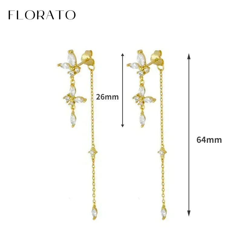 Luxury white crystal zircon earrings 925 sterling silver ear needles Hoop gold earrings For women Fashion Luxury Wedding Jewelry Luxlife Brands