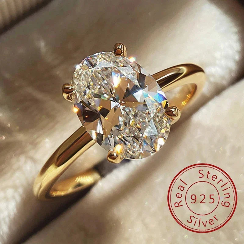 925 Sterling Silve 1-8CT Zircon Gorgeous Shiny Oval Stone Ring For Women Engagement Wedding Luxury High Quality Fine Jewelry Luxlife Brands