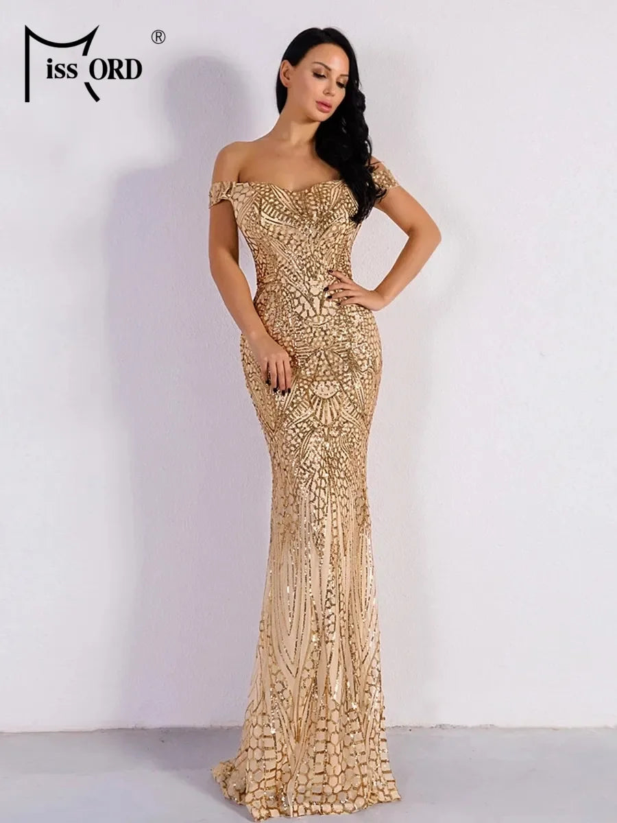 Naples Sequin Bodycon Maxi Gown LUXLIFE BRANDS