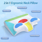 1pc Memory Foam Cervical Pillow, 2 in 1 Ergonomic Contour Orthopedic Pillow for Neck Pain, Contoured Support Pillows,Neck Pillow Luxlife Brands