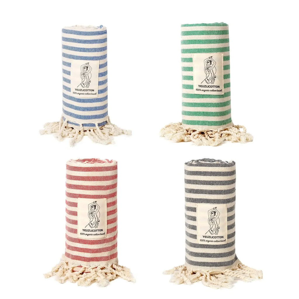 YEUZLICOTTON Hot Sale luxury Striped Tassel 100% cotton sauna spa bath towel For Home 100*180CM Travel Turkish Large beach towel