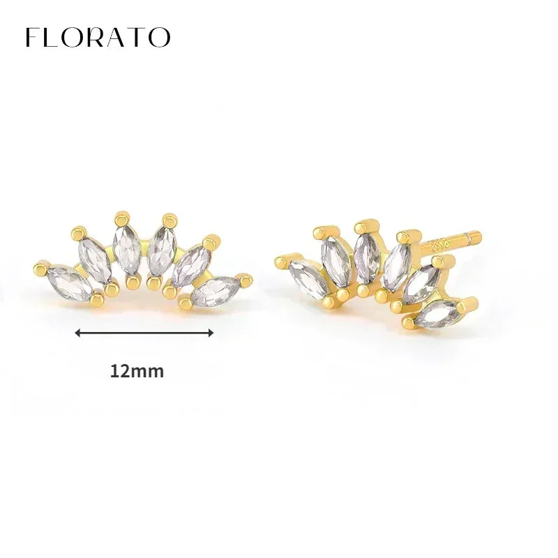 Luxury white crystal zircon earrings 925 sterling silver ear needles Hoop gold earrings For women Fashion Luxury Wedding Jewelry