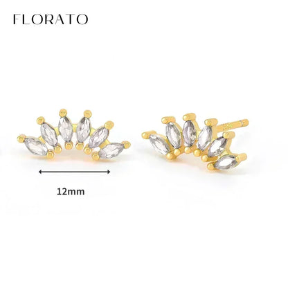 Luxury white crystal zircon earrings 925 sterling silver ear needles Hoop gold earrings For women Fashion Luxury Wedding Jewelry