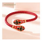 Double Snake Head Cuff Bangles Braided Leather Luxlife Brands