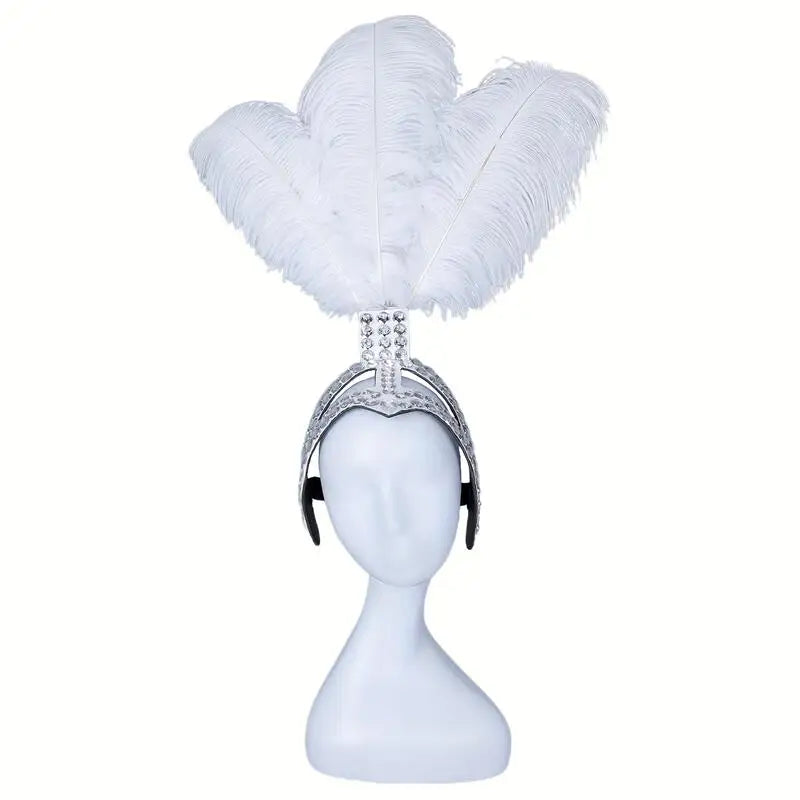 Ostrich Feathered Rhinestone Headpiece