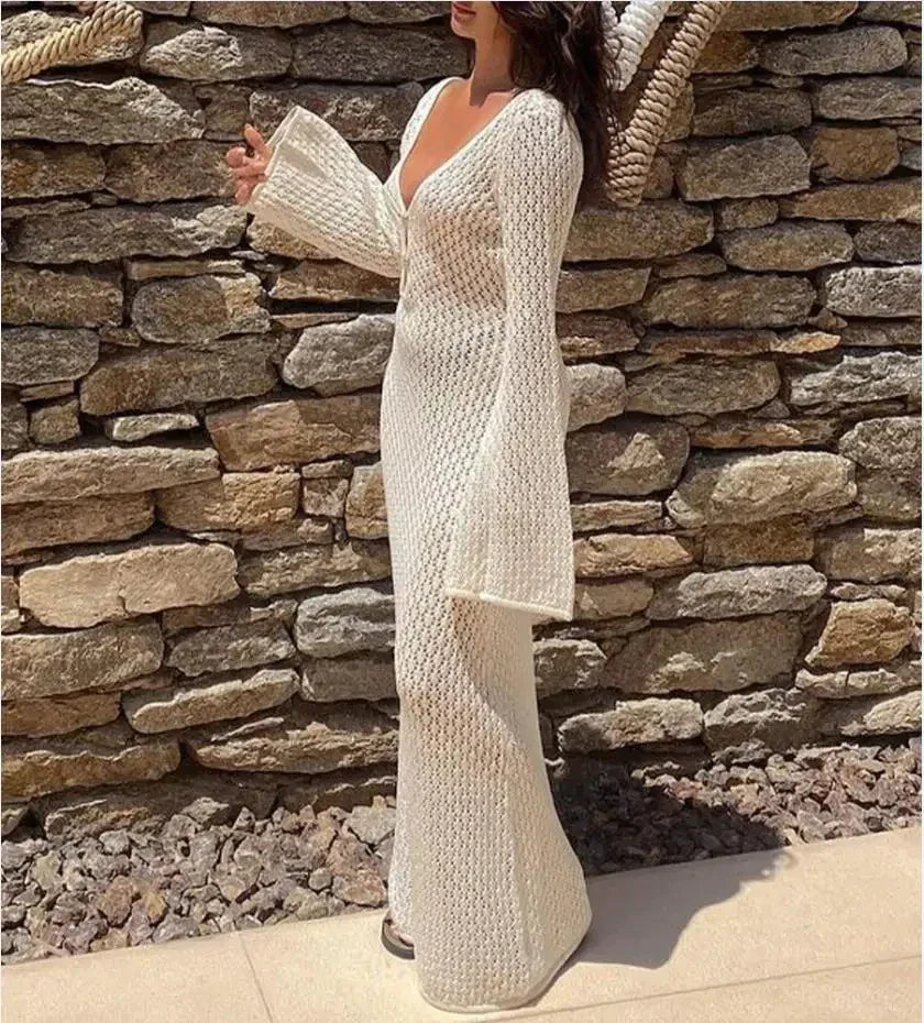 Long Knit Beach Dress LUXLIFE BRANDS