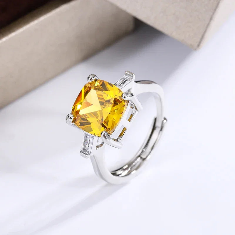 Canary Yellow 925 SS Resizable Ring LUXLIFE BRANDS