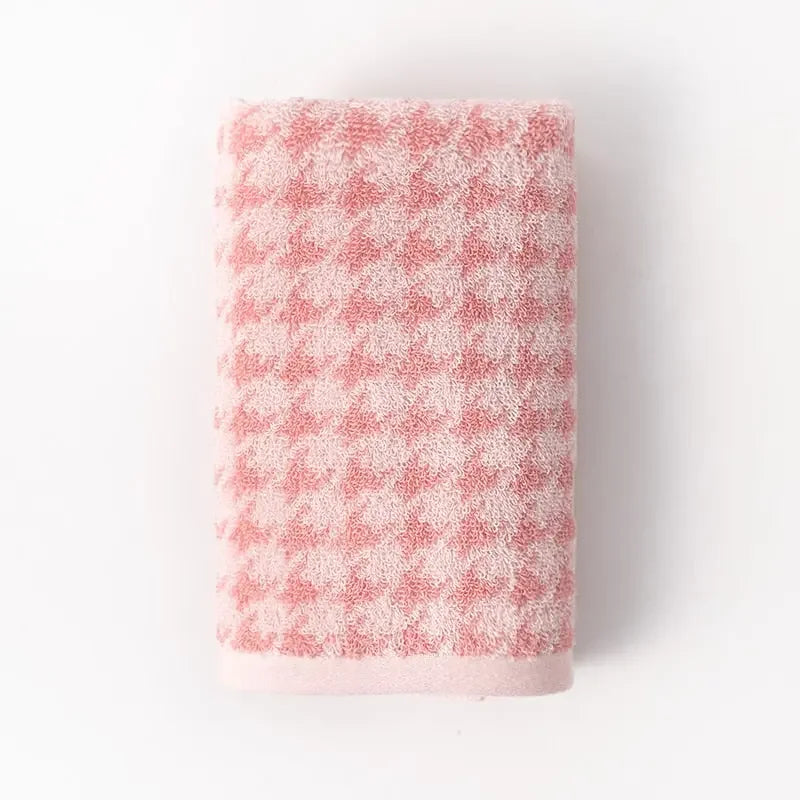 Retro Houndstooth Pure Cotton Towel Classic Plaid Jacquard Series Soft Skin-Friendly Face Towels Super Absorbent Bathroom Towel