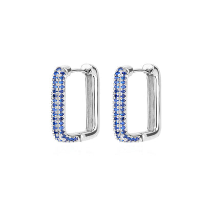 Luxury Zircon Black Hoop Earrings For Women Stainless Steel Square Earring Trending 2023 Wedding Aesthetic Jewelry Gift Bff