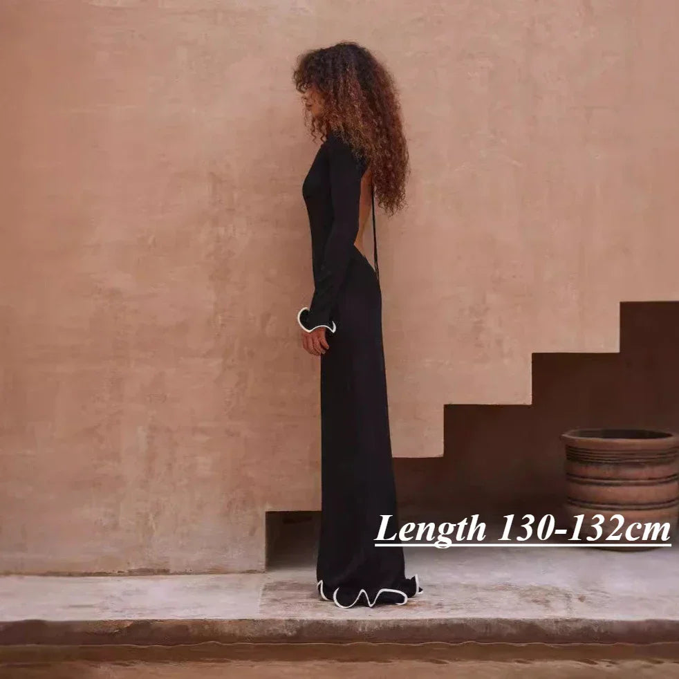 Autumn Knitted Mini Dress Women Elegant Long Sleeve Bodycon Sweater Dresses Winter Fashion Y2K Ruffle Birthday Party Dress 2024