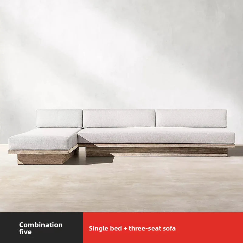 Outdoor Sofa, Creative Garden Courtyard Teak Furniture, Waterproof and Sun-proof, Outdoor Open-air Sofa Set