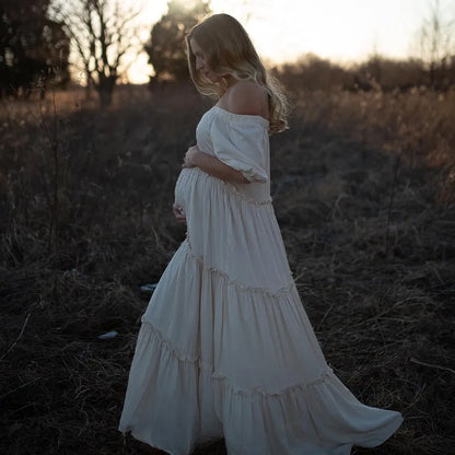 Vintage Boho Maternity Maxi Gown