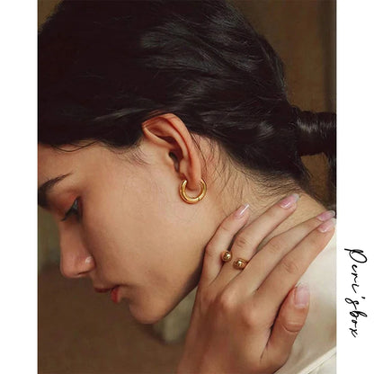 Peri'sBox 3 Sizes Minimalist Classic Round Hoop Earrings for Women Stainless Steel Geometric Earring Jewelry Accessories LUXLIFE BRANDS