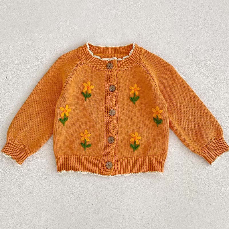 Baby Sweater Fashion Petals Collar Knitted Cardigan Jacket Baby Sweater Coat Girls Cardigan Girls Autumn Winter Sweaters LUXLIFE BRANDS