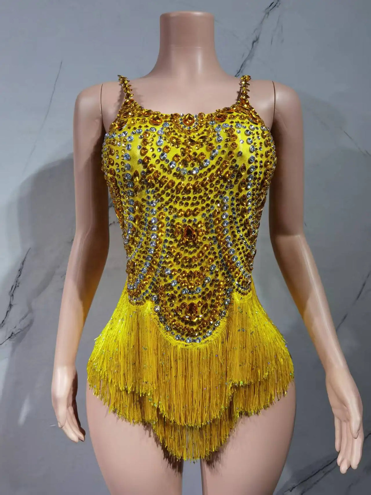 The Stardust Festival Fringe Bodysuit – Luxury Rhinestone Tassel Showgirl Costume